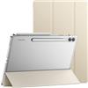 JETech Custodia per Samsung Galaxy Tab S9 FE+ / S9 FE Plus 12,4 Pollici, Sottile Traslucida Retro Trifold Folio Supporto Protettiva Tablet Cover, Supporta S Pen di Ricarica (Beige)