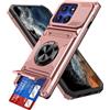 IMEIKONST Cover per Motorola Moto Edge 60 Pro con Porta Carte, Militare Armor Protezione Metallo Anello Supporto Custodia Antiurto TPU Bumper Case per Moto Edge 60 Pro. Oro Rosa TCKB
