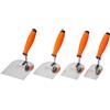 Mivos Set di cazzuole per stuccatore, 4 pezzi, 60-120mm, acciaio inox, stuccatori antiruggine con impugnatura morbida, set di cazzuole per lavori di muratura, made in EU