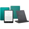 Amazon Kindle Paperwhite Signature Edition (2024 Release) 32 GB Senza pubblicità Con custodia trasparente verde giada e Stazione di ricarica wireless