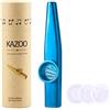 Wandic Kazoo in lega di alluminio con 3 membrane diaframma da bocca, con scatola regalo vintage oro type 1 Blu