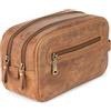 Berliner Bags Beauty Case Max Grande in Vera Pelle Pieno Fiore, Trousse da Viaggio con 2 Scomparti e Zip per Uomo e Donna, Unisex - Marrone