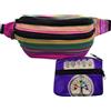 Planta Color Marsupio Hippie in tessuto con portamonete in pelle artigianale con simboli andini e albero della vita | Marsupio unisex per il giorno per giorno., Viola, Hippie