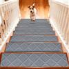 Zinueen Tappetini per gradini, 15 pezzi, antiscivolo, 55 x 19 cm, autoadesivi, per gradini in legno, per pavimenti in legno, per bambini, anziani e animali domestici (grigio chiaro)