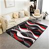 Loussiesd Tappeto geometrico con linee geometriche, bianco, rosso, nero, grigio, per soggiorno, camera da letto, moderno, arte astratta, decorativo, 150 x 200 cm