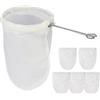 AURIVEE® 6PCS Sacchetti Filtro a Maglia Fina con Manico in Acciaio Inossidabile, Sacchetto Latte Vegetale Riutilizzabile, Garza Alimentare per Succhi Caffè Tè, Set Filtro Alimenti Cucina