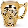 MIJOMA Tazza da caffè con teschio con cristalli - 400 ml tazza con manico in gres - elegante teschio per caffè, tè e bevande calde - Tazza di Halloween, decorazione gotica (Mystic Gold)