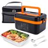 HISUEKIG Scaldavivande Elettrico Portatile, 1L Porta Pranzo Riscaldabile con | stoviglie in acciaio inossidabile e borsa isotermica, ricaricabile, Timer Per Ufficio Cantiere Viaggio