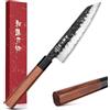 HEZHEN 15cm Coltello da Kiritsuke, Coltello da Cucina Stile Giapponese in Acciaio composito Coltello da Bunka,Manico Ottagonale in Redwood