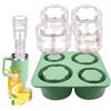 dellyy Stampo per ghiaccio, dellyy Stampo Ghiaccio Silicone Grande, Vassoi per Cubetti di Ghiaccio Per Realizzare Cilindri Cavi di Ghiaccio, Tre Diverse Dimensioni (verde)