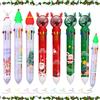 KIKVTER Penne Natalizie, 7 Pezzi Penne a Sfera Natalizie, 10 In 1 Penna Navetta Retrattile Multicolore, Albero di Natale Pupazzo di Neve Babbo Natale Penne Roller per Riempitori di Calza Bomboniere