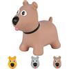 Hoppimals Space Hopper Cane Gonfiabile per Bambini di età Pari o Superiore a 12 Mesi - Imballo con Confezione Regalo, Pompa Inclusa - Cavalcabile Bambino, Palla rimbalzante per Bambini - Marrone