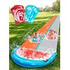 Sloosh 22,5ft/685,8cm Scivolo d'Acqua con 2 Tavole gonfiabili, Scivolo Doppio per Prato con irrigatori avanzati, Giocattolo Estivo per Bambini e Adulti, Divertimento in Giardino, Squalo