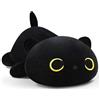 SNOWOLF Cuscino in peluche a forma di gatto, peluche Kawaii, super morbido, per ragazze e ragazzi, regalo di compleanno (30 cm, nero)
