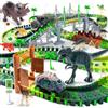 Coroiesty Pista Macchinine Dinosauro Giocattolo Autocarro Pista da Corsa Fai da te Giocattolo per Bambini con 2 Pezzi Dinosauri Auto per 3 4 5 6 Anni Ragazzi Ragazze compleanno festa favore regalo