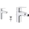 Grohe QUICKFIX Start Set Miscelatore Monocomando per Lavabo, Taglia M, + Rubinetto per Bidet Taglia S, Scarico a Saltarello, Cromo