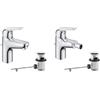 GROHE Set Swift Miscelatore monocomando per lavabo, Taglia S, cromo, 24316001 + GROHE Swift Miscelatore monocomando per bidet, cromo, 24332001