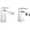 GROHE Set Eurocube Rubinetto Monocomando a Bocca Media per Lavabo, Cromo 23445000 + Miscelatore Monocomando Bidet, Cromo, 23138000