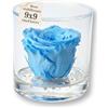 Premium-rose.com Box Tondo con Rosa azzzurra stabilizzata Profumata, in plexiglass Trasparente da 9cm con Rosa Celeste Vera Eterna | Idea Regalo, bomboniera Comunione| Fatto in Italia (Azzurra 1044)