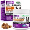 FuzzyUp Allergie Relief Dog Treats,Prurito Cane Compresse,Antiallergici Per Cani,Integratori per il Sollievo Della pelle Pruriginosa,Rafforza il Sistema Immunitario,Favorisce la Salute Della Pelle e del Pelo