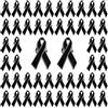WANDIC Spille a nastro nero, 50 pezzi da 1,18 x 0,7 pollici, argento con dorso nero, spille classiche, spille per sensibilizzazione al melanoma di alta qualità, nastro distintivi per lutto, regali del