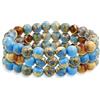 Bling Jewelry Set Di 3 Plain Impilare Rotondo Beige Marrone Blu Terra Tono Jasper Pietra Palla Perlina Impilabile Braccialetto Stretch Per Le Donne Adolescenti Per Gli Uomini 8Mm