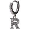 Remo Gammella Orecchini cerchio piccoli argento 925, orecchini donna singolo mono orecchino lettera mini hoops argento e zirconi (R)