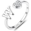 JeweBella Anelli Donna Argento 925 con Iniziale A-Z Anello Cuore Regolabili Anello di Promessa Anello Fidanzamento FEDI Nuziali Anelli Mignolo Anelli Pollice Donna Ragazza Gioielli con Scatola Regalo