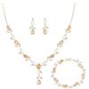 Clearine Zirconia gioielli per donne spose scintillanti goccia marquise pietra portafortuna collana orecchini bracciale per ballo di fine anno