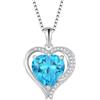FJ Collana Acquamarina Cuore in Argento Sterling 925 Collane con Ciondolo Ala d'Angelo con Marzo Pietre Portafortuna Gioielli Regalo per Donna