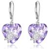 PARYFO Orecchini a forma di tartaruga, in argento Sterling 925, a forma di cuore, con cristalli, lilla, orecchini a forma di tartaruga, regalo per mamma, moglie, ragazza, figlia e donna, Argento sterling,