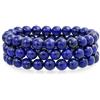 Bling Jewelry Set Di Gemme Semi Preziose Di 3 Pietre Blu Lapis Azul 6Mm Ball Bead Bracciale Impilabile Per Le Donne Adolescenti