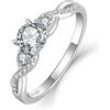 FJ Anello di fidanzamento da donna in argento Sterling 925 placcato oro bianco 18 carati promessa anello anniversario proposta di matrimonio anello eternità per lei, zirconia cubica