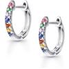 Amberta Lumini Orecchini a Cerchio in Argento 925 con Zirconi Colorati per Donna: Orecchini con Cristalli Colorati 10 mm