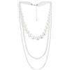 COOLSTEELANDBEYOND Donna Statement Collana, Stratificato Tre Filoni Bianco Perla e Perline Catena, Abito da Sera Nozze Nuziali Banchetti