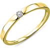 MIORE Anello Donna Solitario Anello di Fidanzamento Diamante taglio brillante Ct 0.05 en Oro Bianco/Oro Giallo 9 Kt / 375 (Giallo, 17)