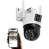 ZOSI Telecamera di Sorveglianza WiFi Motorizzata con Doppio Obiettivo 2MP+2MP per Esterna, 360° Vista Rilevazione Umana/Veicolo, Audio Bidirezionale, Sirena Allarme, Visione Notturna a Colori