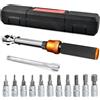 OctBird Chiave Dinamometrica Bici 1/4 Regolabile 1-25NM 13Pzs Torque Wrench Set Chiave Dinamometrica Portatile in Scatola per Bici Moto, Torque Wrench 1/4 Kit con Prolunga, Punte (H2-H10, T10-T30)