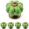 Ganzoo pomelli per mobili stile vintage, design corona, set 4 in porcellana/ceramica verde con decoro bronzo anticato, per cassettiere e ante cucina, profondita 38 mm, diametro 38 mm, montaggio a vite