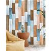ICYEHAO Carta da Parati Adesiva Effetto Legno Colorata, 44.5 x 500 cm Carta Adesiva per Mobili Legno Marrone e Blu Pellicola Adesiva per Mobili,Camera da Letto,Soggiorno,Bagno,Cucina