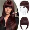 SEGO Frangia Capelli Clip Frangetta Finta Frontale Extension Hair Bangs Posticci Donna Toupet con Clips 30g Rosso Borgogna