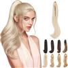 Elailite Extension Coda Capelli Lisci Coda Finta di Cavallo con Pinza Biondo Platino Quick-clip Ponytail Punte Ondulate 50cm 110g