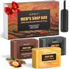 VOERUY Set Di Saponi Da Uomo, Confezione Da 3 Saponi Naturali Fatti A Mano Per Viso, Corpo E Rasatura, Pulizia Profonda, Sapone Da Bagno Rinfrescante, Regalo Per Uomo - 420g