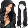 SEGO Extension Capelli Neri Mossi Ondulati Fascia Unica con Cappello Hair Extensions Posticci Donna Sintetici Lunghi Senza Clip 40cm Pesa 290g - Nero Scuro