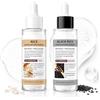 QIWEIS Peel Shot Glow Rice Ampoule Duo, 2 Pezzi Bianco + Nero Fiala Di Riso Delicato Peeling Per Viso Esfoliante Black And White Rice Peeling Pulizia Dei Pori, Idratante E Pelle Radiante, 80ml