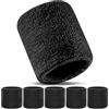 Yonality polsino sportivo, 6 pezzi fasce da polso elastico polso bande, fasce da polso per sport morbido cotone addensato, per attività sportive quali tennis, padel, palestra, corsa(nero)