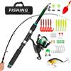 Berelin Set da pesca leggero per bambini, canna da pesca telescopica e mulinello, combo con kit completo per esche e borsa per il trasporto, set da pesca mimetico da 150 cm, per principianti e giovani (verde)