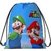 Franco Cosimo Panini SUPER MARIO - Sacca Coulisse Ufficiale Super Mario, Compatta e Versatile, Ideale per Palestra, Scuola, Viaggi, Portamerenda, Idea Regalo Bambini e Ragazzi, 35x42x2 cm, Azzurra