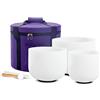 Hye-eun Set di 3 campane tibetane in cristallo da 15,2 a 25,4 cm, 432 Hz, C, 20,3 cm F, 15,2 cm, per meditazione e yoga, custodia da trasporto