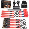 maXpeedingrods 4x 4,5 m Cinghie di Fissaggio a Cricchetto 997 kg Rosso | con Ganci di Sicurezza a S, EN 12195-2